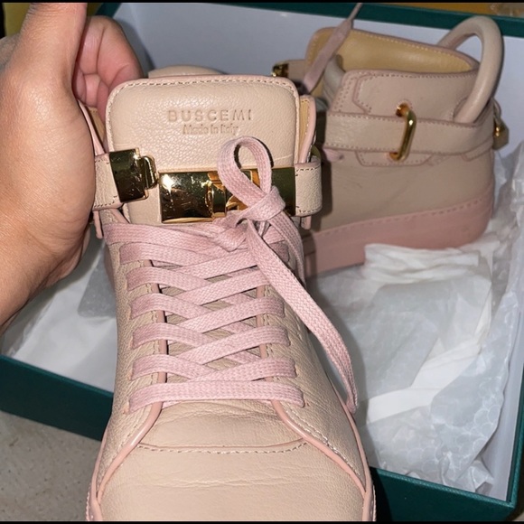 Womens BUSCEMI high-top 100MM sneaker in beige & pink size 38 - Picture 8 of 11